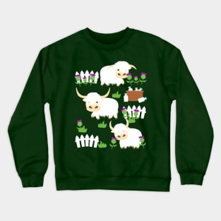 Scottish Highland Cattle and Thistle Flower Crewneck Sweatshirt